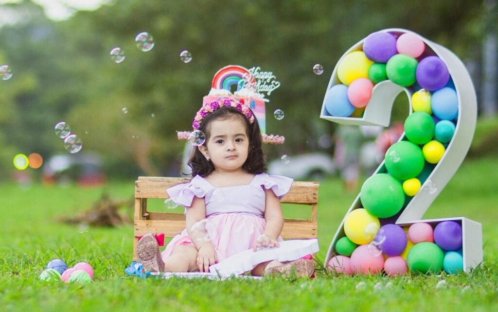 little girl, 2nd birthday, birthday celebration, birthday photoshoot, backyard, happy birthday, birthday party, childhood